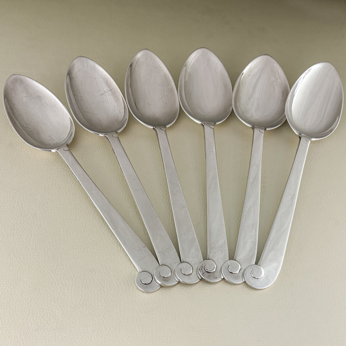 Estate Porter Blanchard Sterling Silver "Modern Scroll" Vegetable Serving Spoon