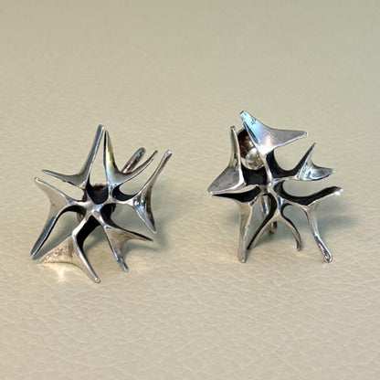 Estate Ronald Hayes Pearson Sterling Silver Abstract Screw-Back Earrings