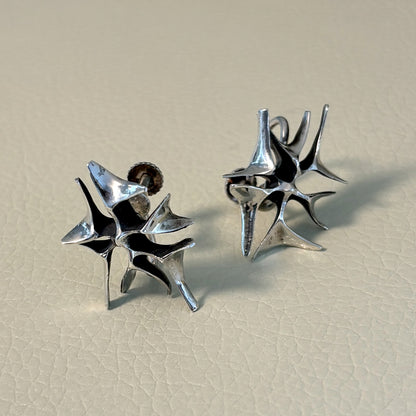 Estate Ronald Hayes Pearson Sterling Silver Abstract Screw-Back Earrings