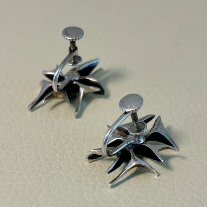 Estate Ronald Hayes Pearson Sterling Silver Abstract Screw-Back Earrings
