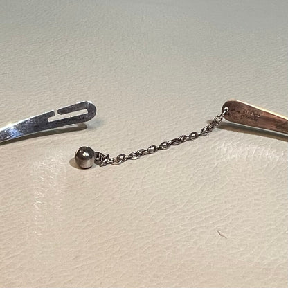 Estate Ronald Hayes Pearson Sterling Silver Hinged Neck Ring with Amorphic Shaped Natural Stone Pendant