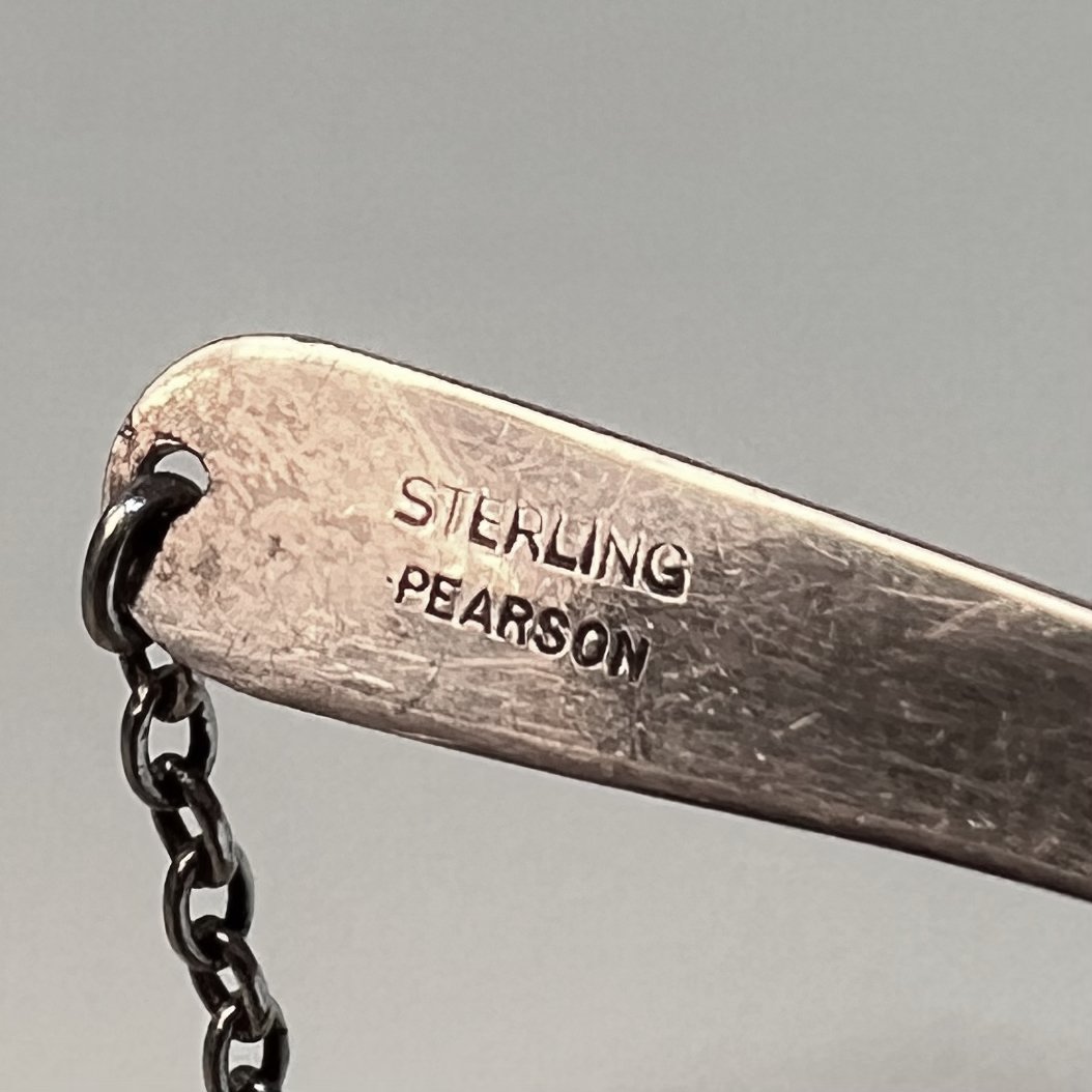 Estate Ronald Hayes Pearson Sterling Silver Hinged Neck Ring with Amorphic Shaped Natural Stone Pendant