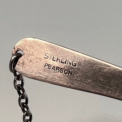 Estate Ronald Hayes Pearson Sterling Silver Hinged Neck Ring with Amorphic Shaped Natural Stone Pendant