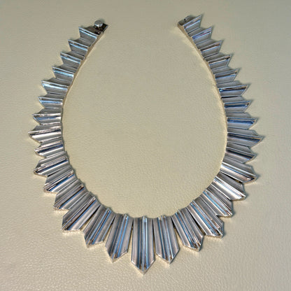 Estate Taxco Sterling Silver "Zig Zag" Heavy Necklace in the Style of Antonio Pineda