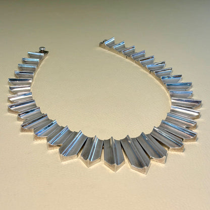 Estate Taxco Sterling Silver "Zig Zag" Heavy Necklace in the Style of Antonio Pineda
