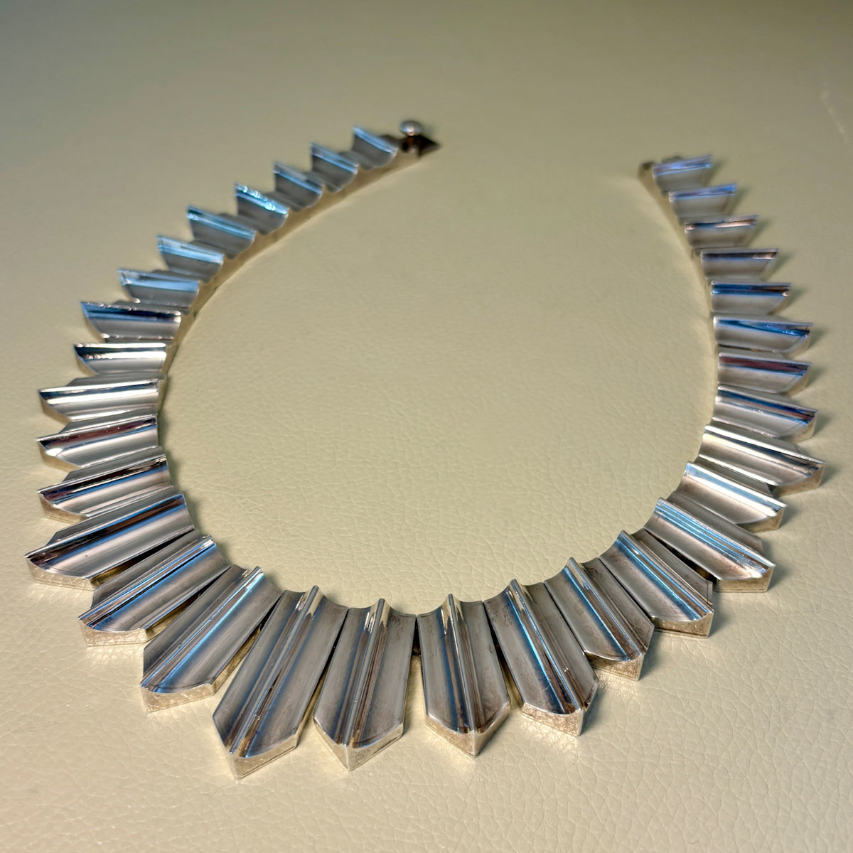 Estate Taxco Sterling Silver "Zig Zag" Heavy Necklace in the Style of Antonio Pineda