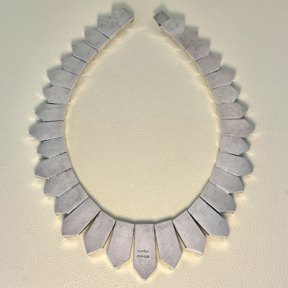 Estate Taxco Sterling Silver "Zig Zag" Heavy Necklace in the Style of Antonio Pineda