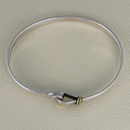 Estate Tiffany & Co. Sterling Silver & 14K Gold Bangle