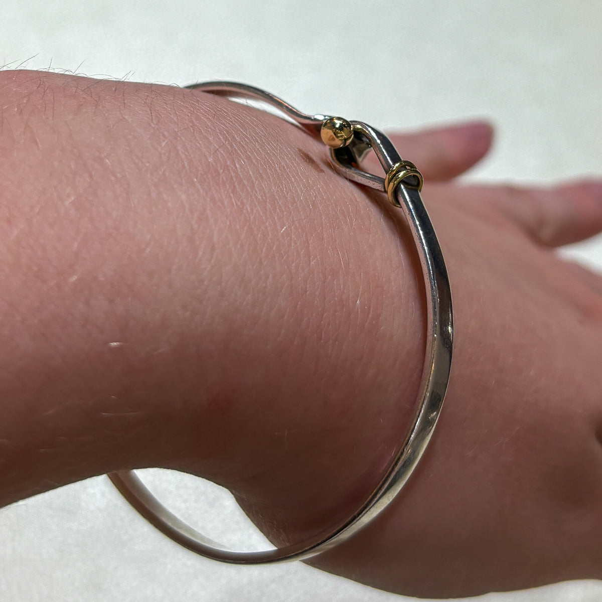 Estate Tiffany & Co. Sterling Silver & 14K Gold Bangle