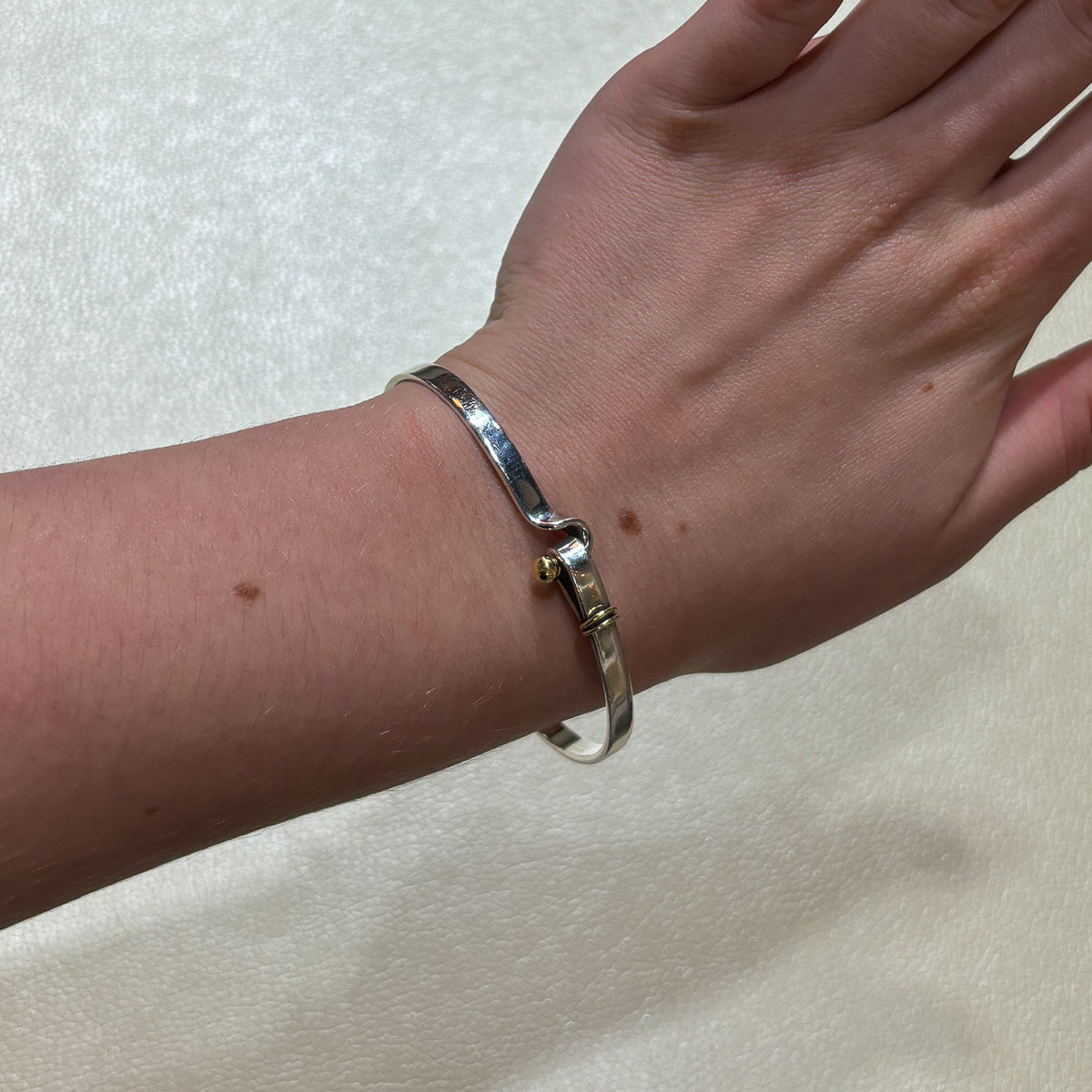 Estate Tiffany & Co. Sterling Silver & 14K Gold Bangle