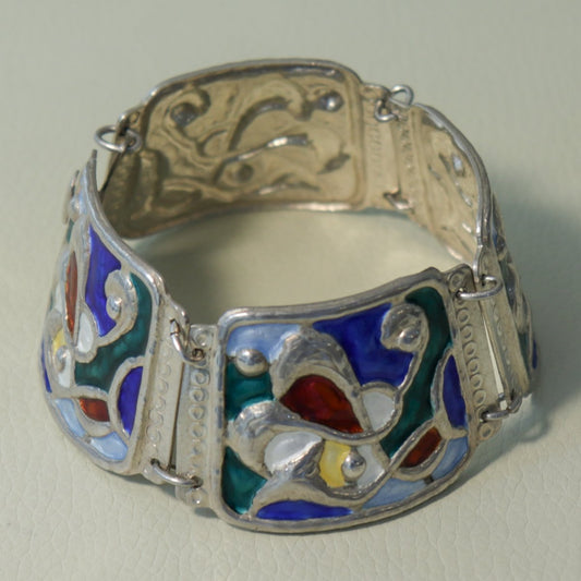 Estate Øystein Balle Sterling Silver & Enamel Bracelet