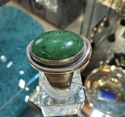 Estate Georg Jensen Sterling Silver Jade Ring by Harald Nielsen No 46A