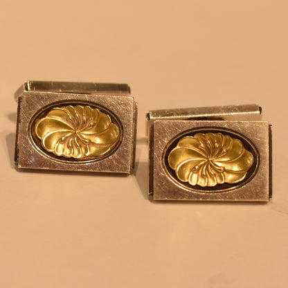 Estate Georg Jensen Sterling Silver and Gold Cufflinks by Henry Pilstrup No. 59A