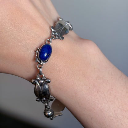 Georg Jensen Sterling Silver Bracelet with Lapis No. 11