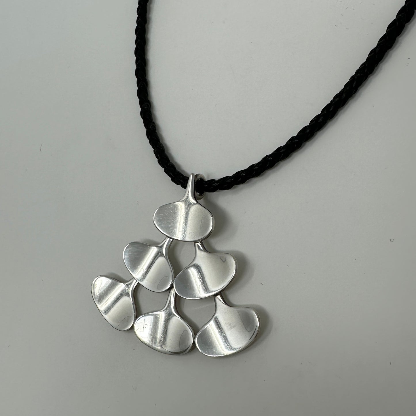 Estate Ib Bluitgen Sterling Silver Modernist Six Teardrop Tree Pendant No 15B