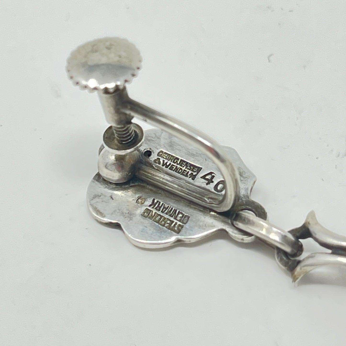 Estate Georg Jensen & Wendel Sterling Silver Grape Dangle Screw-back Earrings by Harald Nielsen No 40