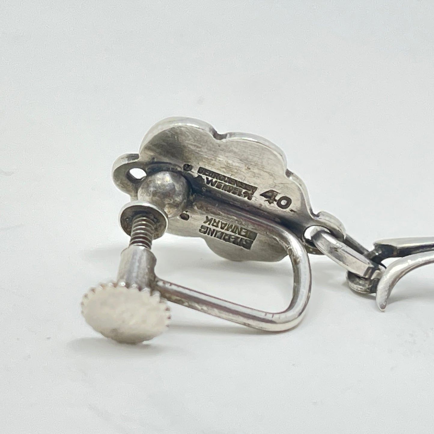 Estate Georg Jensen & Wendel Sterling Silver Grape Dangle Screw-back Earrings by Harald Nielsen No 40