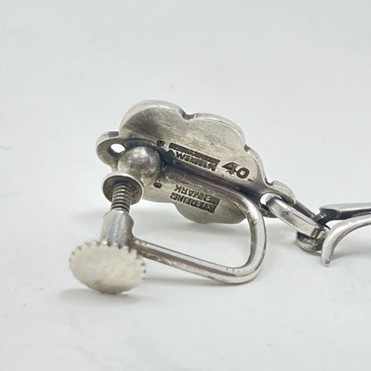 Estate Georg Jensen & Wendel Sterling Silver Grape Dangle Screw-back Earrings by Harald Nielsen No 40