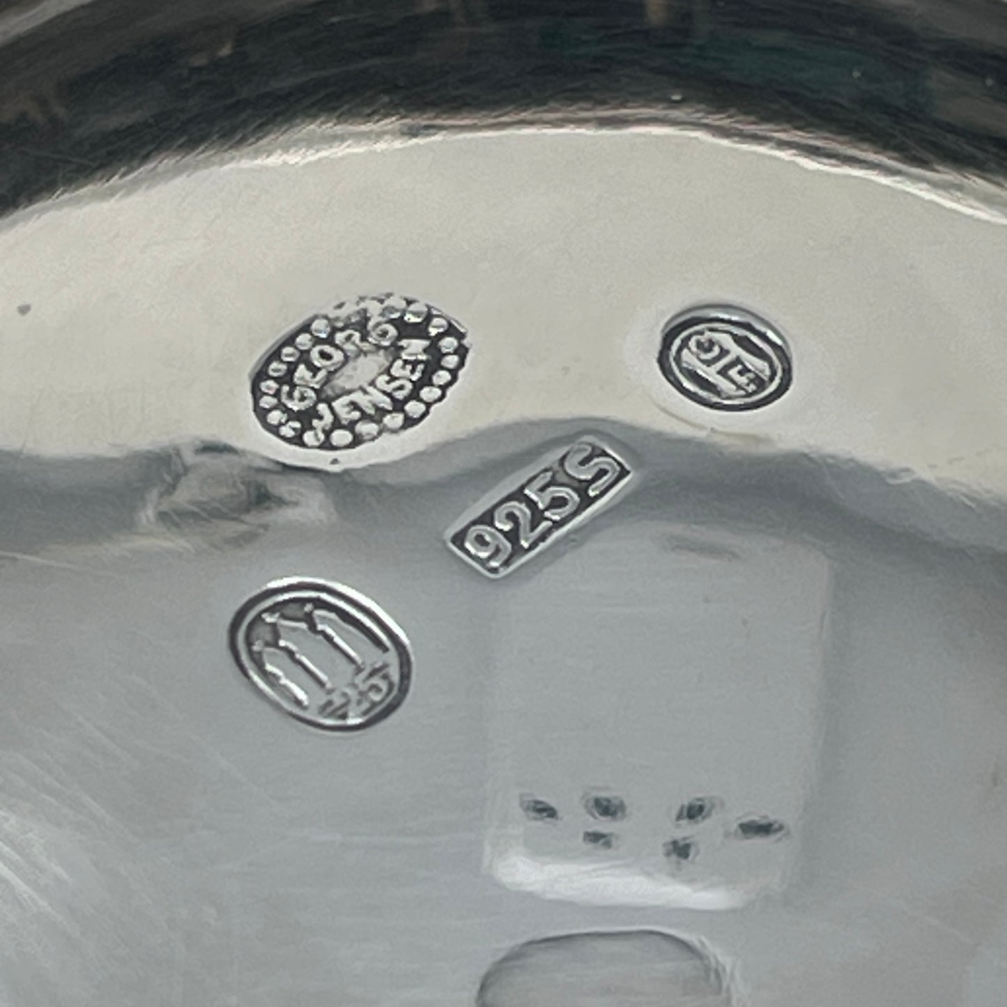 Estate Georg Jensen Sterling Silver Jar with Four Blossoms of Amethyst