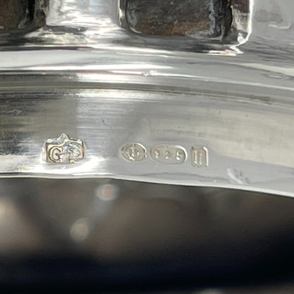 Estate Georg Jensen Sterling Silver Jar with Four Blossoms of Amethyst