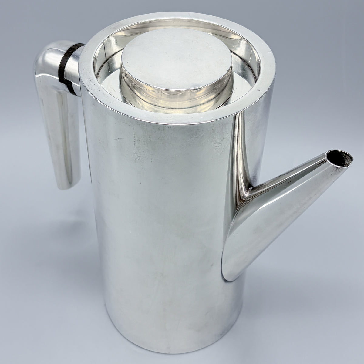 Estate Sterling Silver Georg Jensen Large Coffee Pot 1064 with Inlaid Ebony Handle