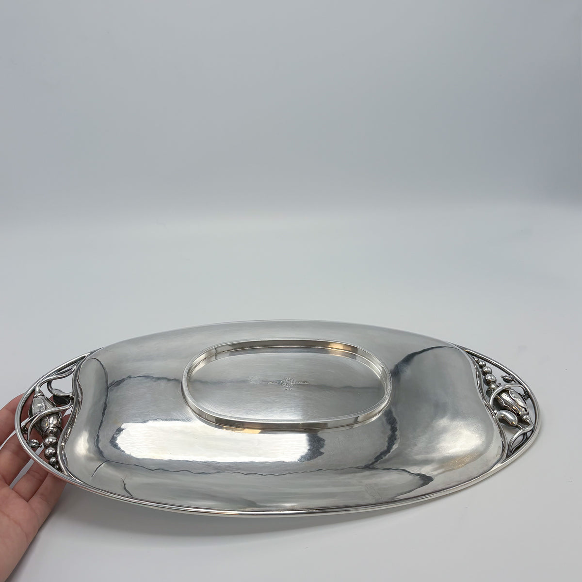 Estate Sterling Silver Georg Jensen Blossom Oval Bread Dish No. 2D