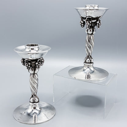Estate Georg Jensen Sterling Silver Grape Candlesticks No. 263A