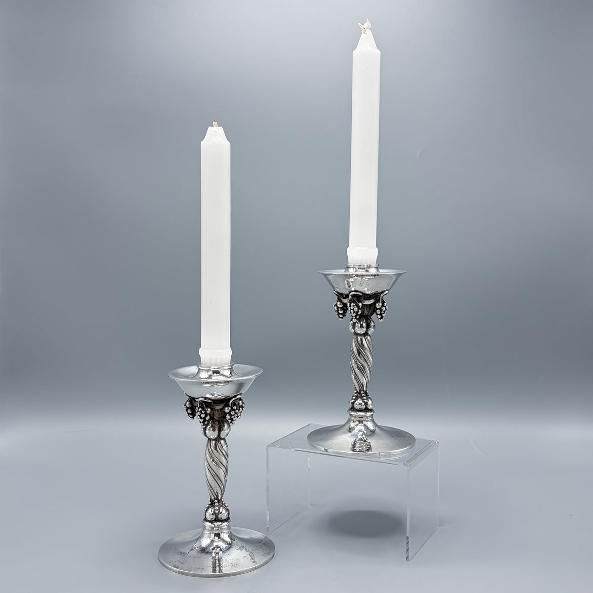 Estate Georg Jensen Sterling Silver Grape Candlesticks No. 263A