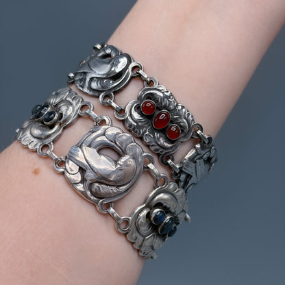Estate Georg Jensen Sterling Silver Large Dove Bracelet with Labradorites by Kristian Møhl-Hansen No. 32