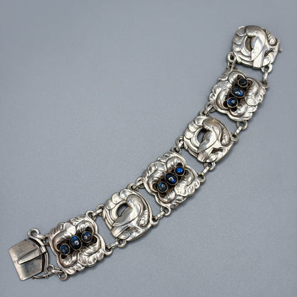 Estate Georg Jensen Sterling Silver Large Dove Bracelet with Labradorites by Kristian Møhl-Hansen No. 32