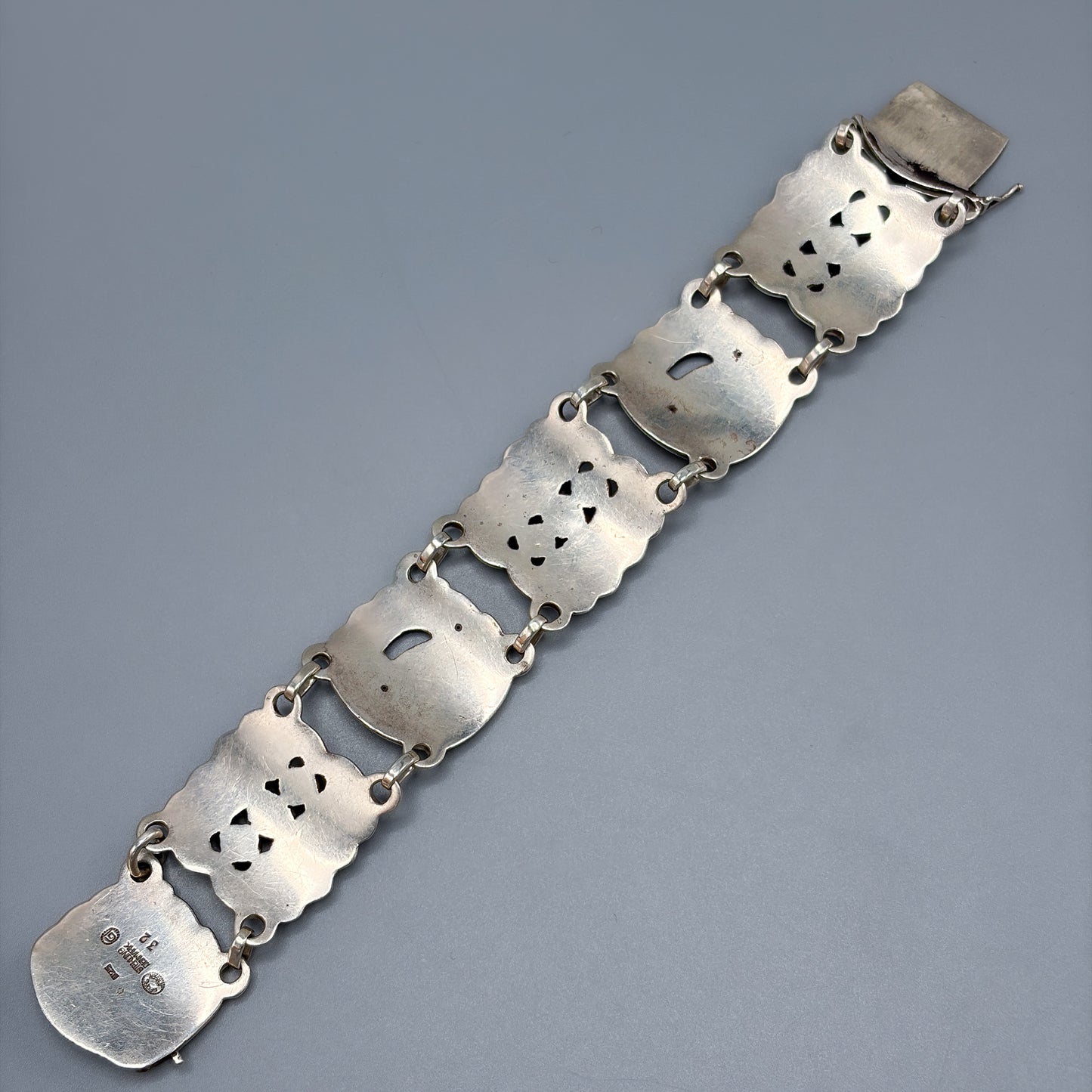Estate Georg Jensen Sterling Silver Large Dove Bracelet with Labradorites by Kristian Møhl-Hansen No. 32