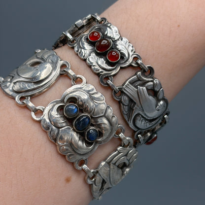 Estate Georg Jensen Sterling Silver Large Dove Bracelet with Labradorites by Kristian Møhl-Hansen No. 32