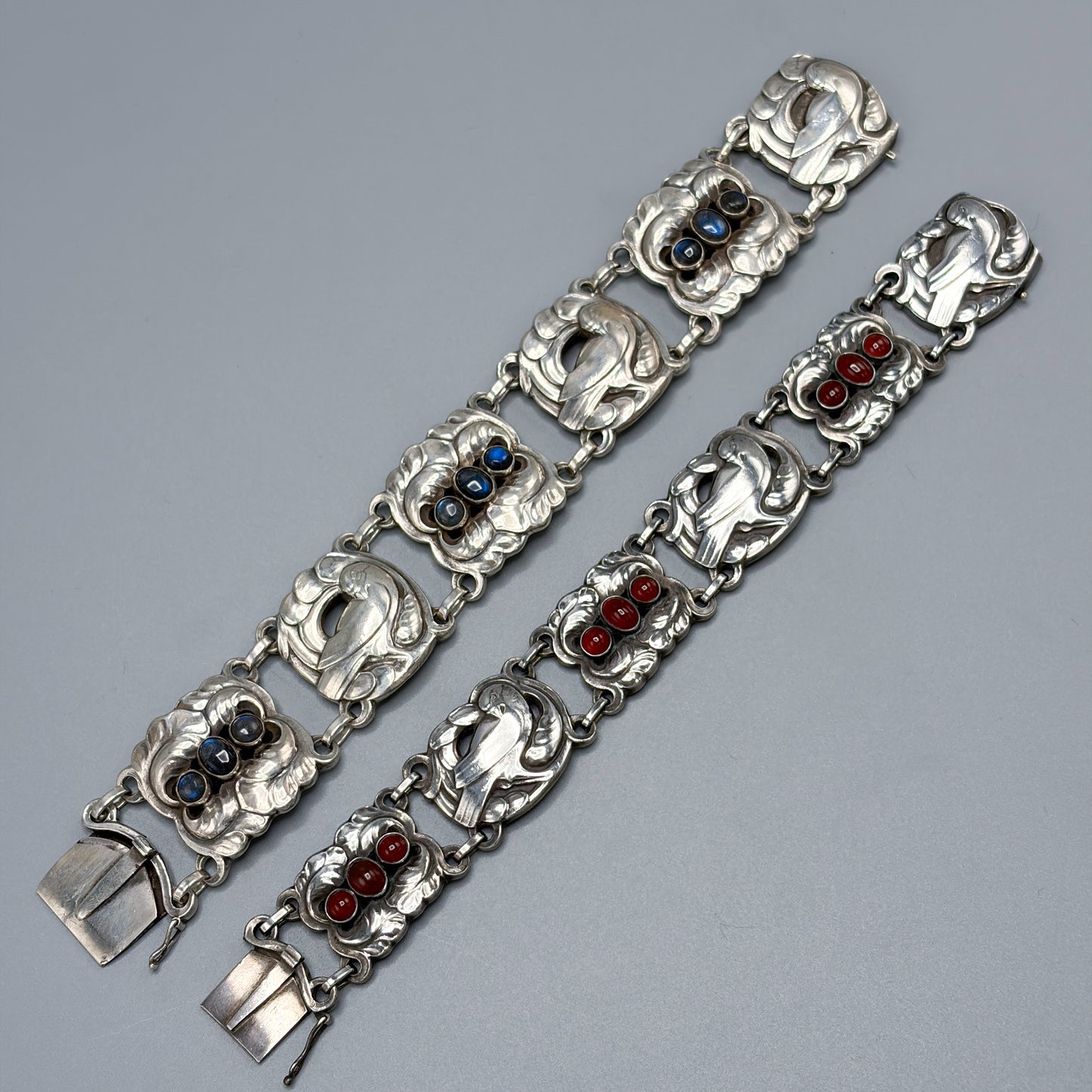 Estate Georg Jensen Sterling Silver Large Dove Bracelet with Labradorites by Kristian Møhl-Hansen No. 32
