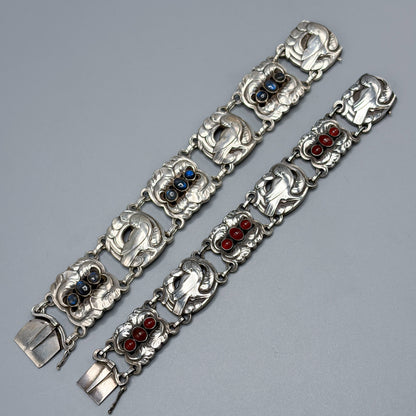 Estate Georg Jensen Sterling Silver Large Dove Bracelet with Labradorites by Kristian Møhl-Hansen No. 32