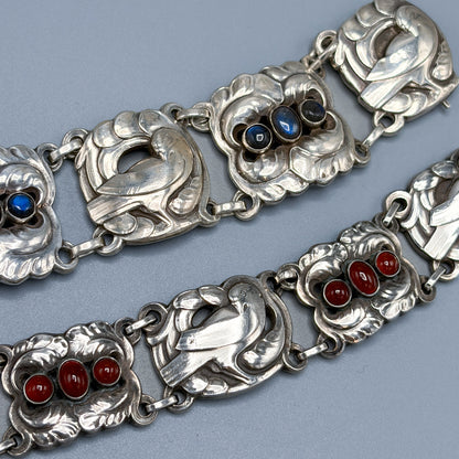 Estate Georg Jensen Sterling Silver Large Dove Bracelet with Labradorites by Kristian Møhl-Hansen No. 32