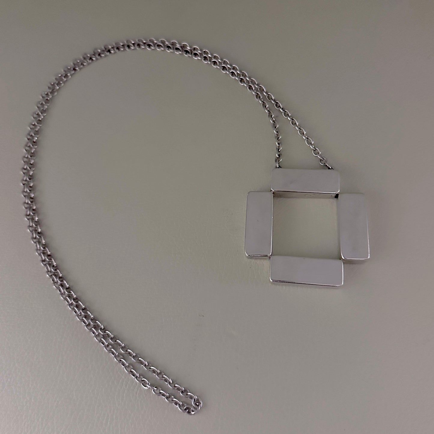 Estate Sterling Silver Georg Jensen Open Square Necklace by Astrid Fog No 379