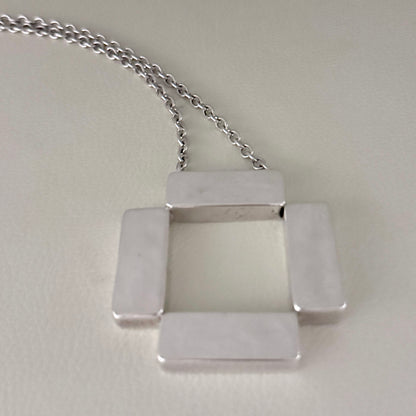 Estate Sterling Silver Georg Jensen Open Square Necklace by Astrid Fog No 379