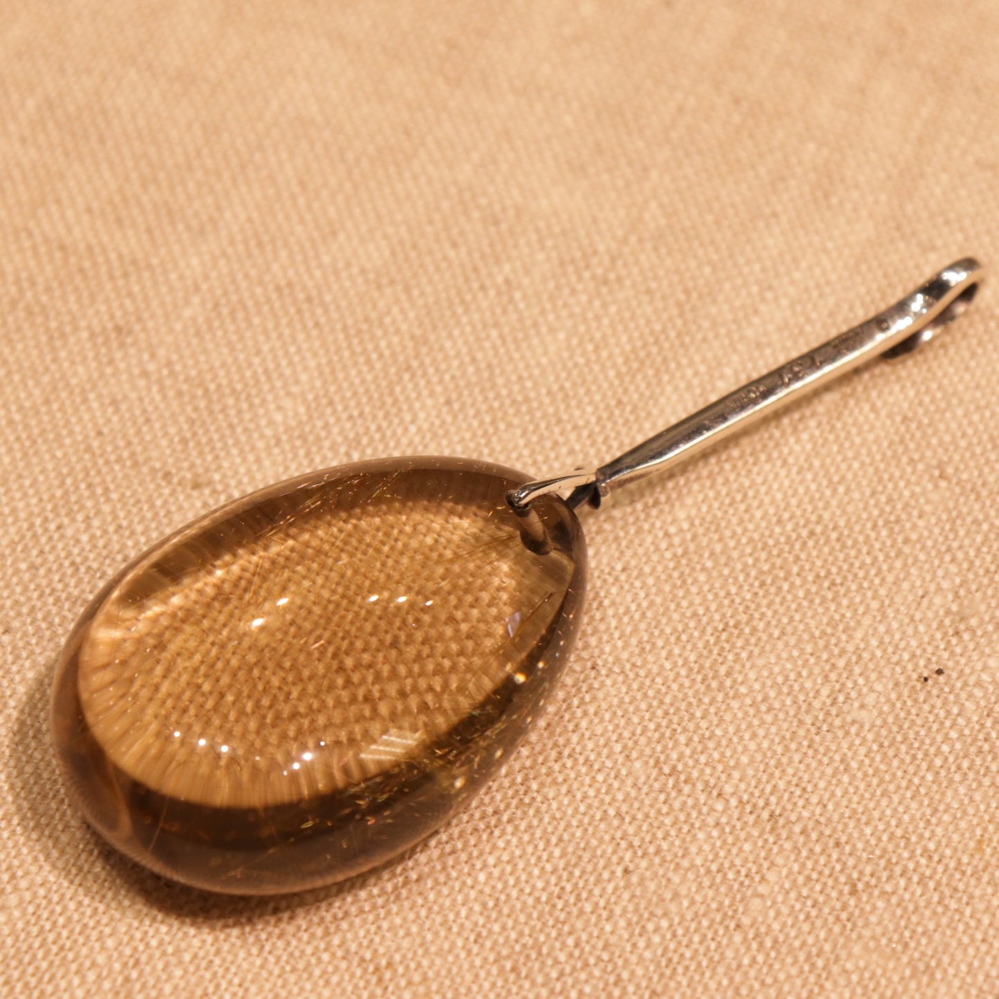 Georg Jensen Sterling Silver Neck Ring No. 174 with No. 131 Rutilated Quartz and No. 133 Striped Agate Pendants by Vivianna Torun