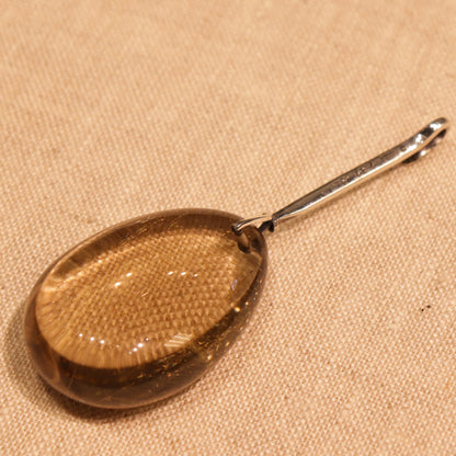 Georg Jensen Sterling Silver Neck Ring No. 174 with No. 131 Rutilated Quartz and No. 133 Striped Agate Pendants by Vivianna Torun