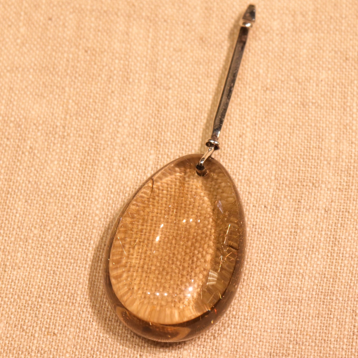 Georg Jensen Sterling Silver Neck Ring No. 174 with No. 131 Rutilated Quartz and No. 133 Striped Agate Pendants by Vivianna Torun