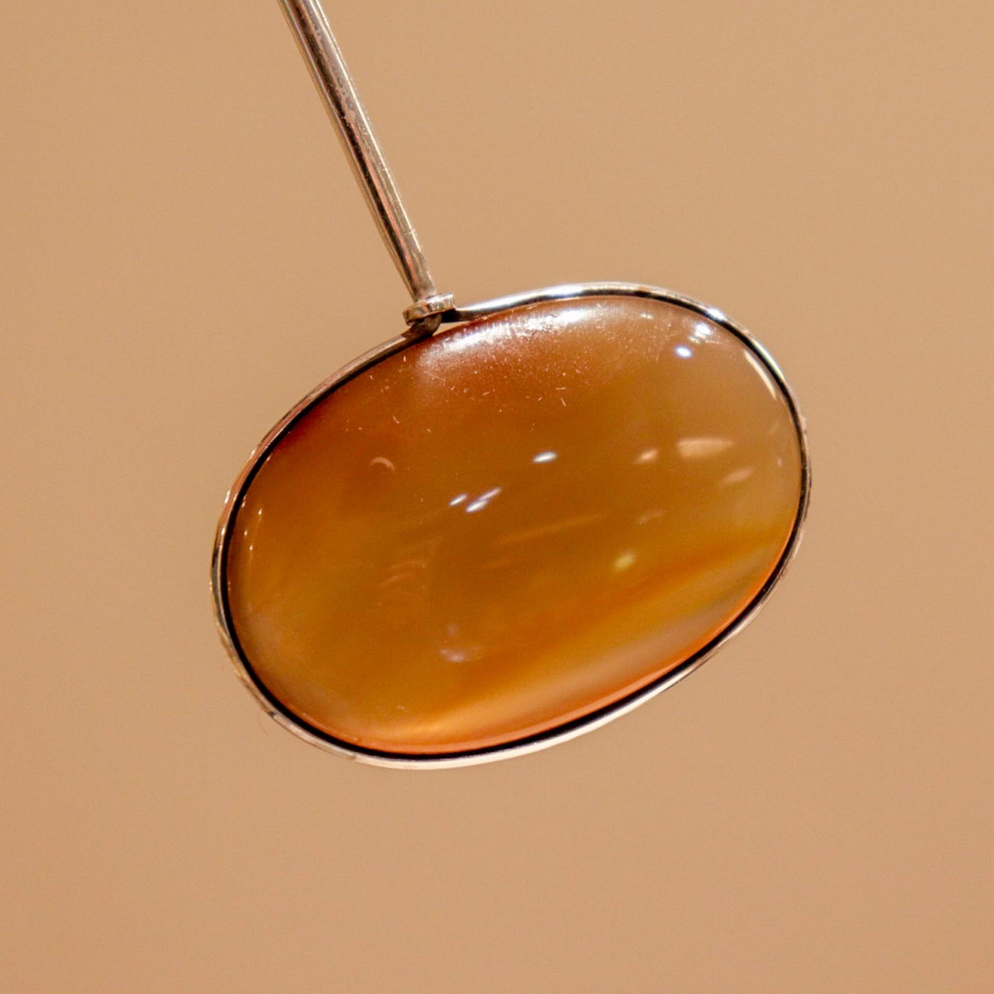 Georg Jensen Sterling Silver Neck Ring No. 174 with No. 131 Rutilated Quartz and No. 133 Striped Agate Pendants by Vivianna Torun