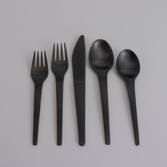 Georg Jensen Stainless Steel 5 Piece Place Setting in Black Caravel (Pattern by Henning Koppel) Limited Edition Service of 12