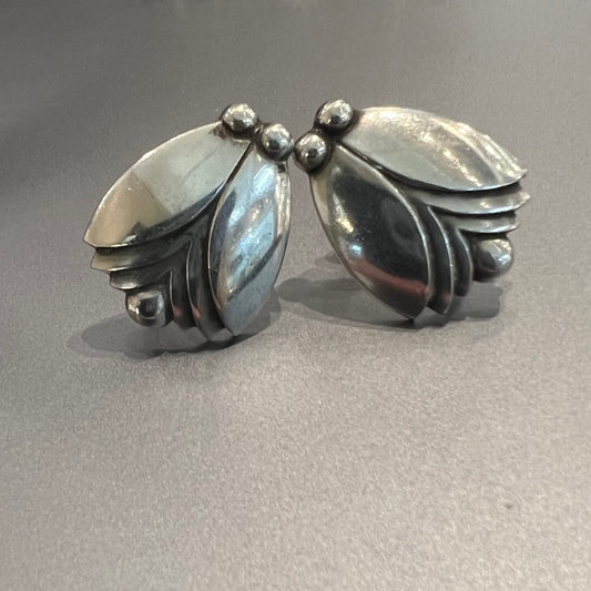 Georg Jensen Sterling Silver Art Deco Screw-Back Earrings No. 106 By Harald Nielsen