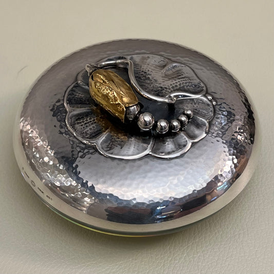 Estate Georg Jensen Sterling Silver "Blossom" Covered Dish with 18K Gold