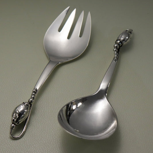 Georg Jensen Sterling Silver "Blossom" Serving Fork & Spoon