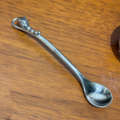 Rare Sterling Silver Georg Jensen "Blossom" Condiment Set with Mustard Pot, Salt & Pepper Shakers no 2A