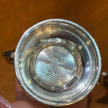 Rare Sterling Silver Georg Jensen "Blossom" Condiment Set with Mustard Pot, Salt & Pepper Shakers no 2A