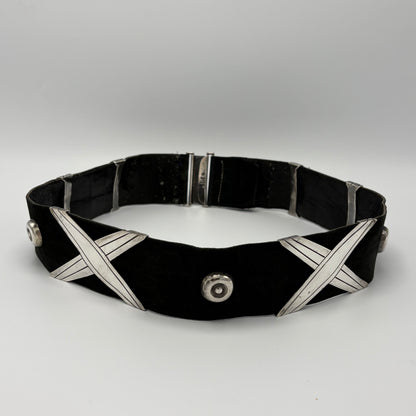 Estate 940 Silver "Georgia O'Keeffe " Cross & Button Belt Belt by Hector Aguilar