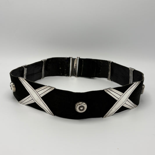 Estate 940 Silver "Georgia O'Keeffe " Cross & Button Belt Belt by Hector Aguilar