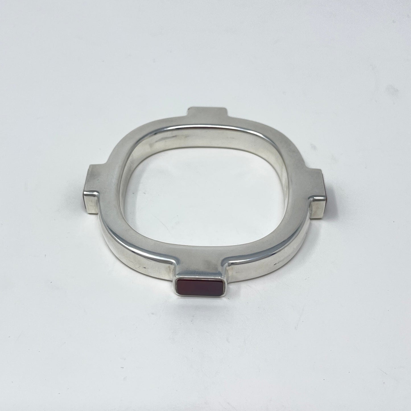 Estate Georg Jensen Sterling Silver Bangle with Inlaid Carnelian by Kim Naver No 254